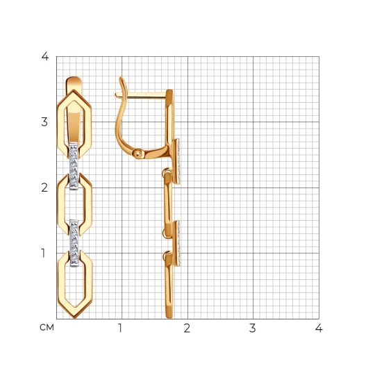 Серьги из золота с фианитами