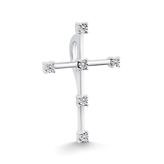 Подвеска-крест из серебра с бриллиантами