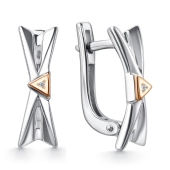 Серьги из серебра с золотыми вставками и бриллиантами