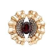 Подвеска-брошь из золота с бриллиантами и гранатом