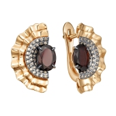 Серьги из золота с бриллиантами и гранатами