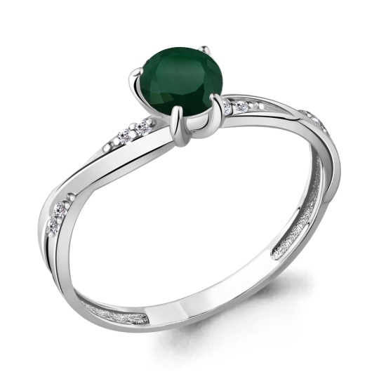 Кольцо из серебра с агатом и фианитами