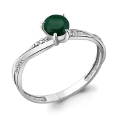 Кольцо из серебра с агатом и фианитами