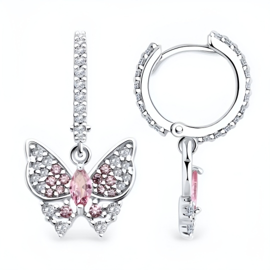 Серьги из серебра с фианитами