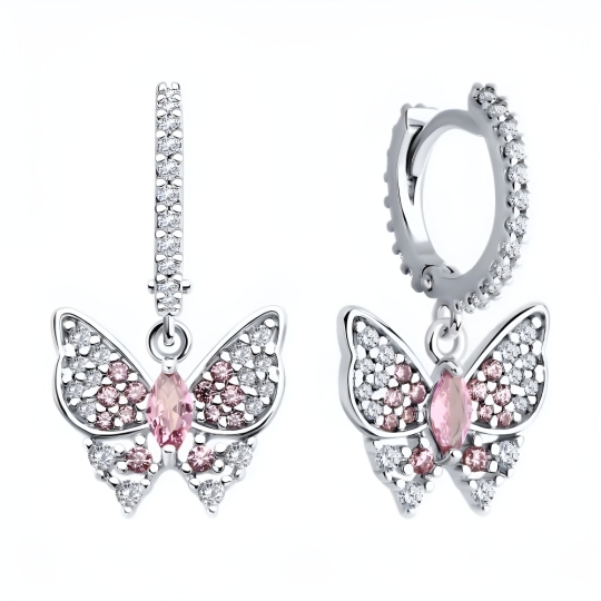 Серьги из серебра с фианитами