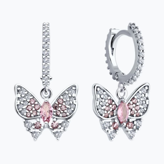 Серьги из серебра с фианитами