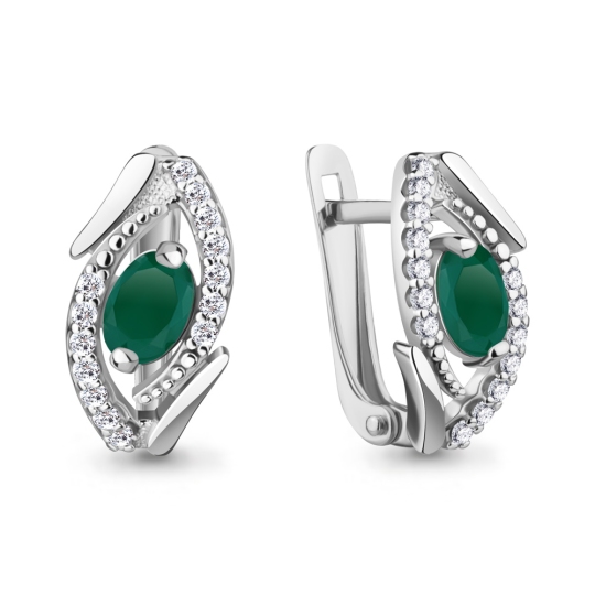 Серьги из серебра с агатами и фианитами