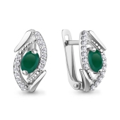 Серьги из серебра с агатами и фианитами