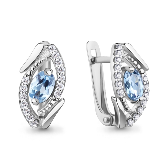 Серьги из серебра с топазами Swiss и фианитами