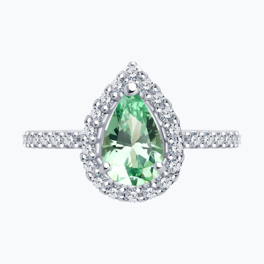 Кольцо из серебра с ситаллом и фианитами