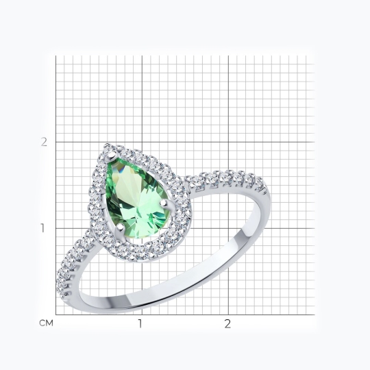 Кольцо из серебра с ситаллом и фианитами