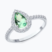 Кольцо из серебра с ситаллом и фианитами