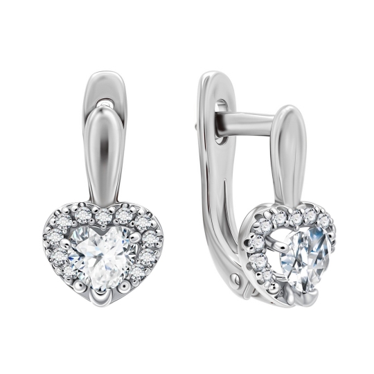 Серьги из серебра с фианитами