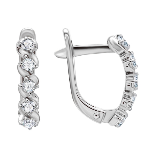 Серьги из серебра с фианитами