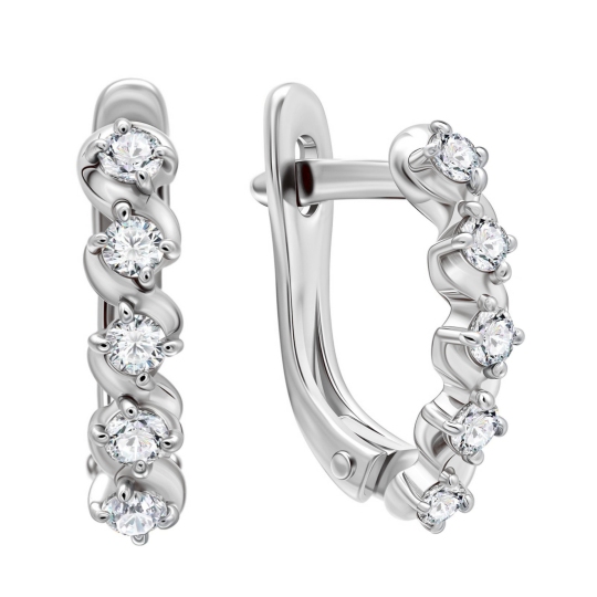 Серьги из серебра с фианитами