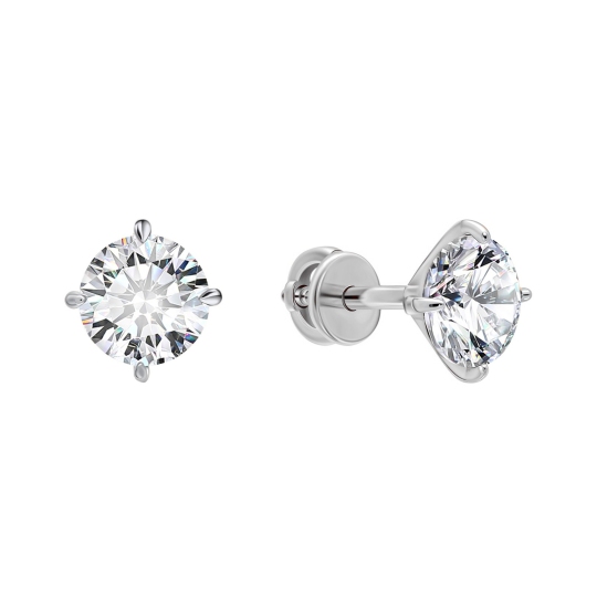 Серьги из серебра с фианитами