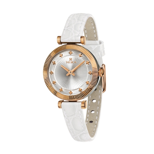 Женские серебряные часы с золотым безелем