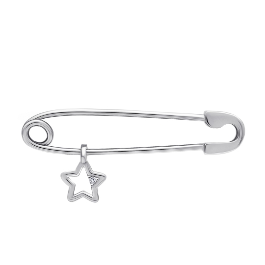 Брошь-булавка из серебра с фианитом