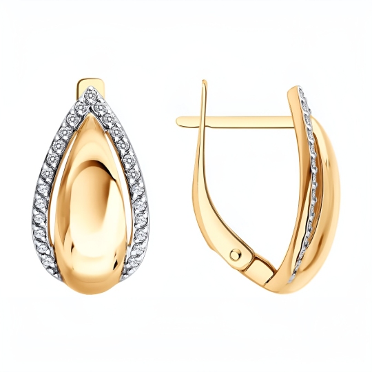 Серьги из золота с фианитами