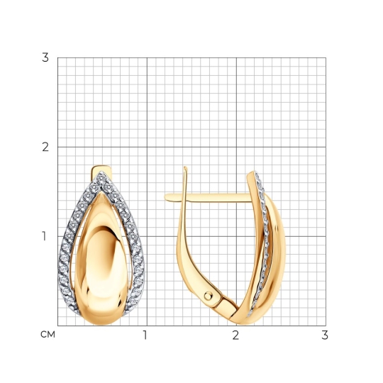 Серьги из золота с фианитами