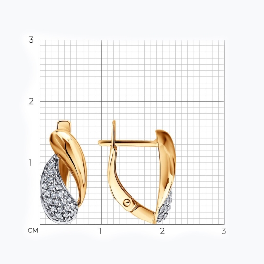 Серьги из золота с фианитами