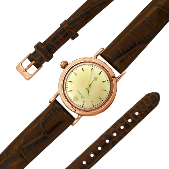 Женские золотые часы с фианитом