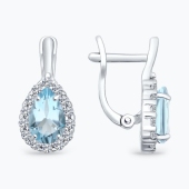 Серьги из серебра с топазами и фианитами