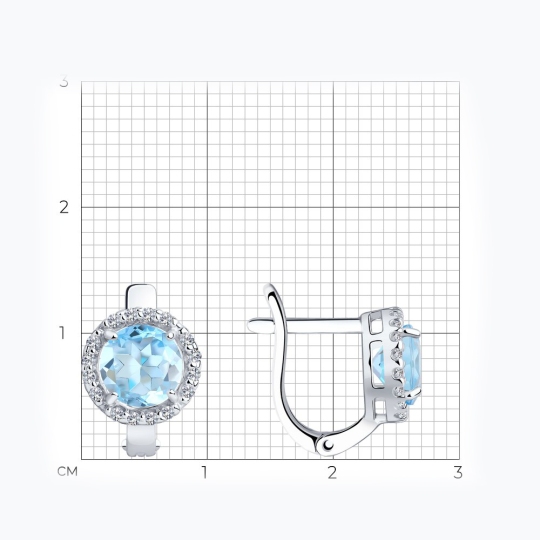 Серьги из серебра с топазами и фианитами