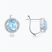 Серьги из серебра с топазами и фианитами