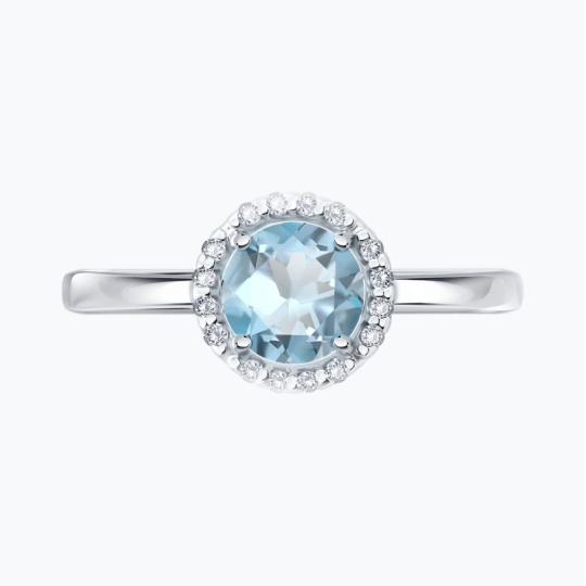 Кольцо из серебра с топазом и фианитами