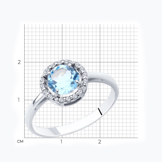 Кольцо из серебра с топазом и фианитами