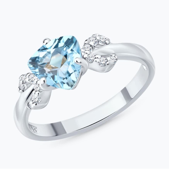 Кольцо из серебра с топазом и фианитами