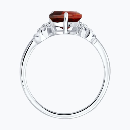 Кольцо из серебра с гранатом и фианитами