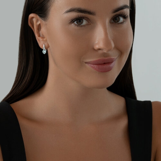 Серьги из серебра с топазами и фианитами