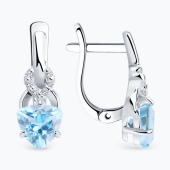 Серьги из серебра с топазами и фианитами