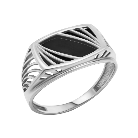 Кольцо-печатка из серебра с ониксом