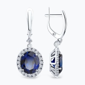 Серьги из серебра с корундами и фианитами