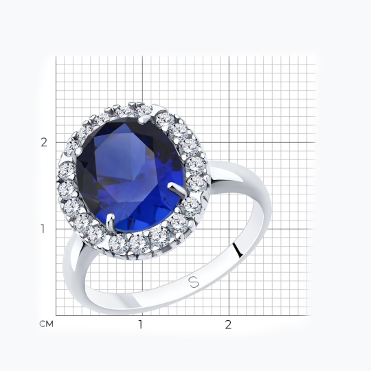 Кольцо из серебра с корундом и фианитами