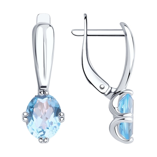 Серьги из серебра с топазами и фианитами