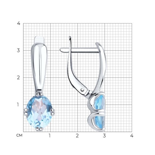 Серьги из серебра с топазами и фианитами