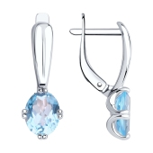 Серьги из серебра с топазами и фианитами