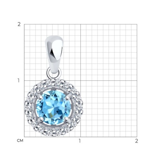 Подвеска из серебра с топазом и фианитами