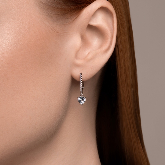 Серьги из серебра с топазами и фианитами