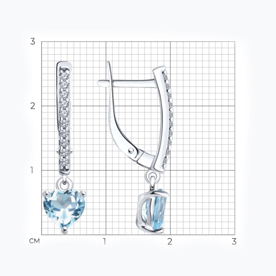 Серьги из серебра с топазами и фианитами