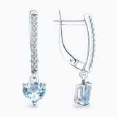 Серьги из серебра с топазами и фианитами