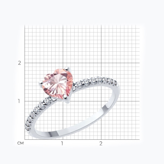 Кольцо из серебра с ситаллом и фианитами