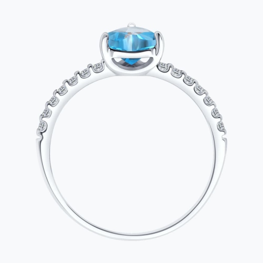 Кольцо из серебра с топазом и фианитами