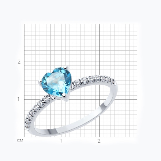 Кольцо из серебра с топазом и фианитами