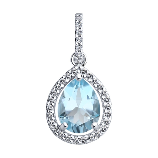 Подвеска из серебра с топазом и фианитами