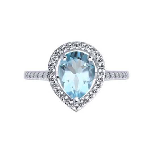 Кольцо из серебра с топазом и фианитами